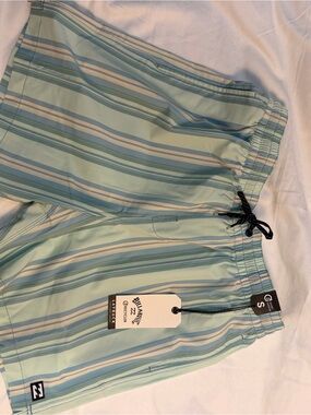 NWT Billabong Striped Swim Trunks Size S Blue Layback Shorts